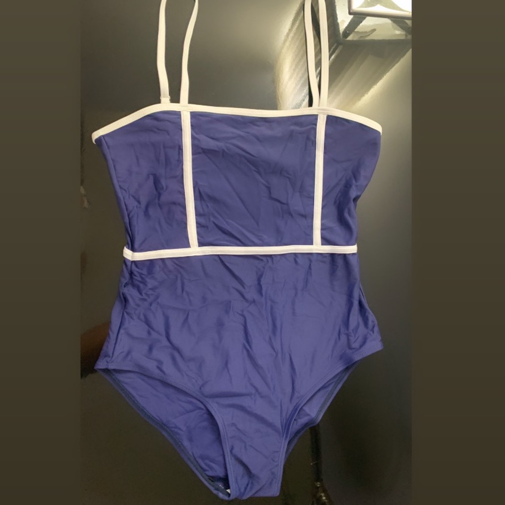 Blue and White Bathing Suit